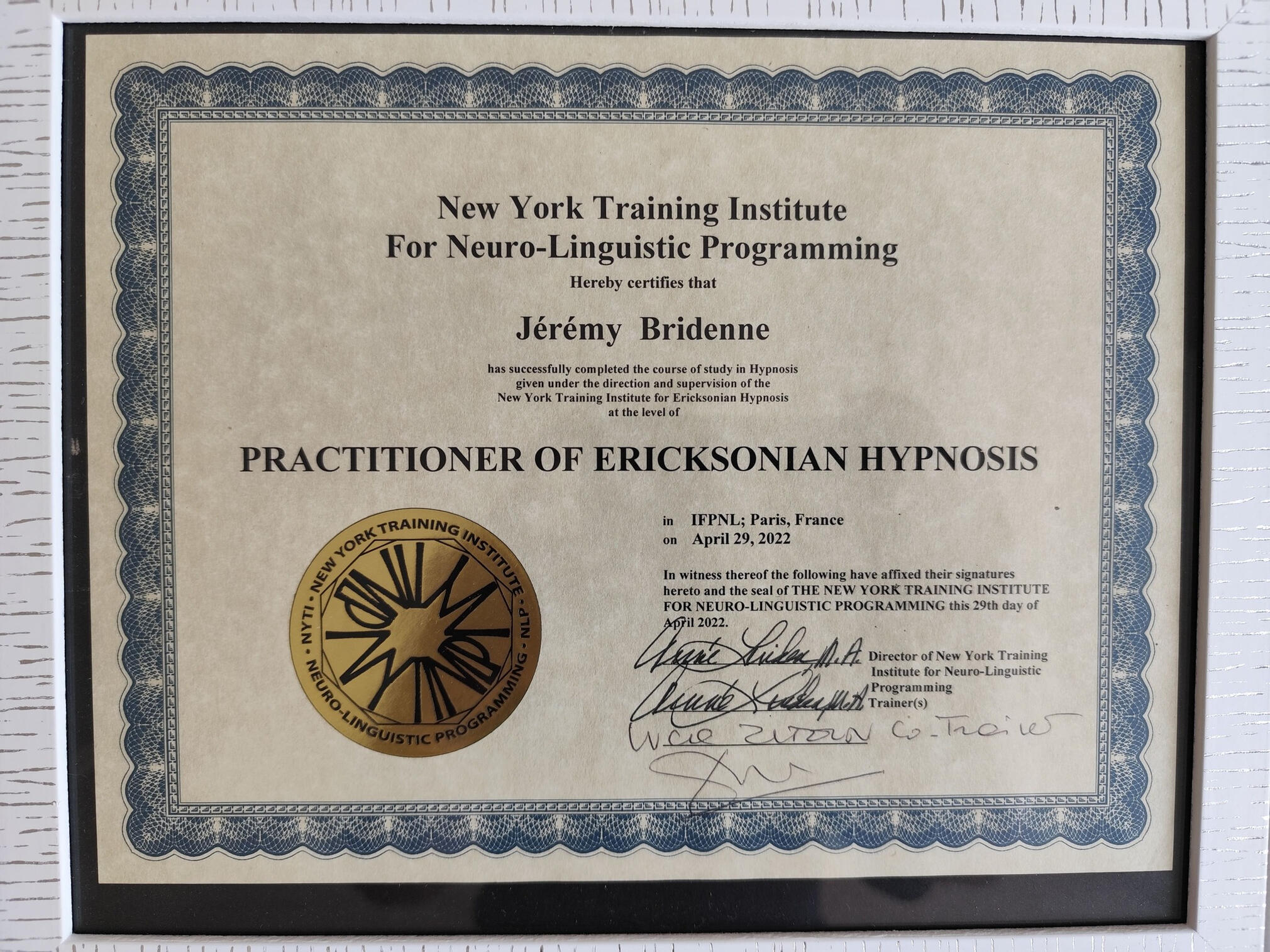 Praticien en hypnose ericksonienne Praticien en hypnose ericksonienne